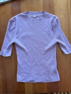 100% Soft Wool Ribbed Cropped Mock Turtleneck- M